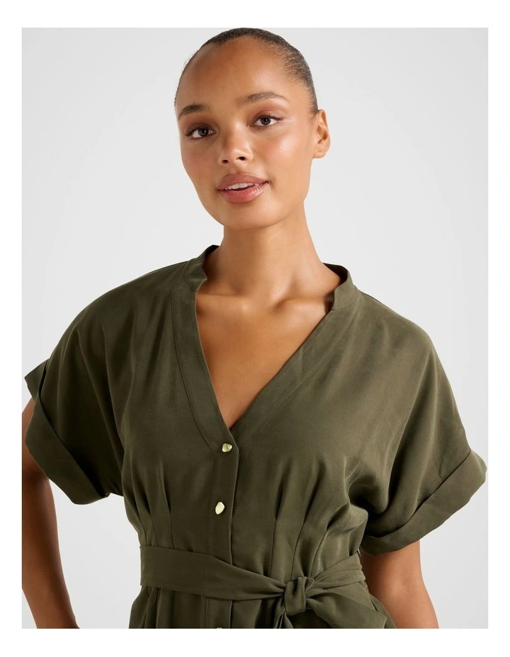 Brydie Belted Mini Dress in Green image 4