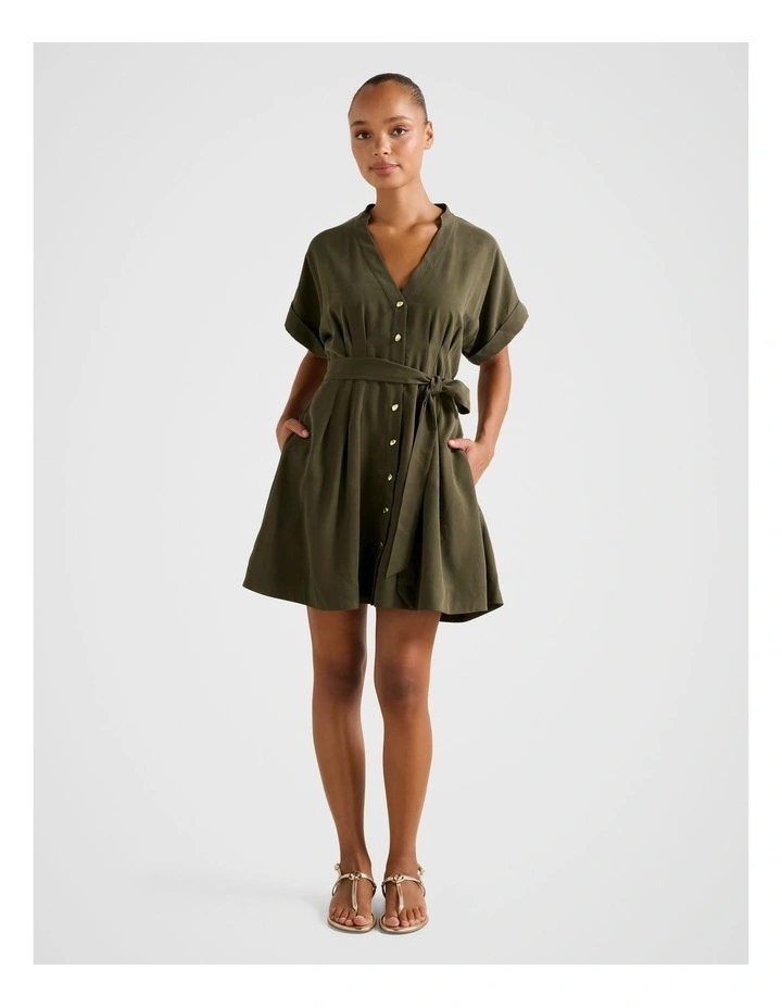 Brydie Belted Mini Dress in Green image 5