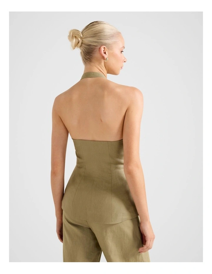 Saxon Halter Neck Waistcoat in Green image 2