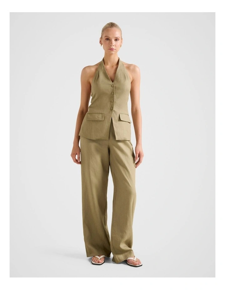 Saxon Halter Neck Waistcoat in Green image 5