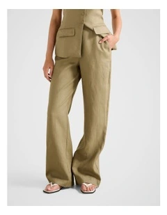 Tia Linen Wide Leg Pants in Green