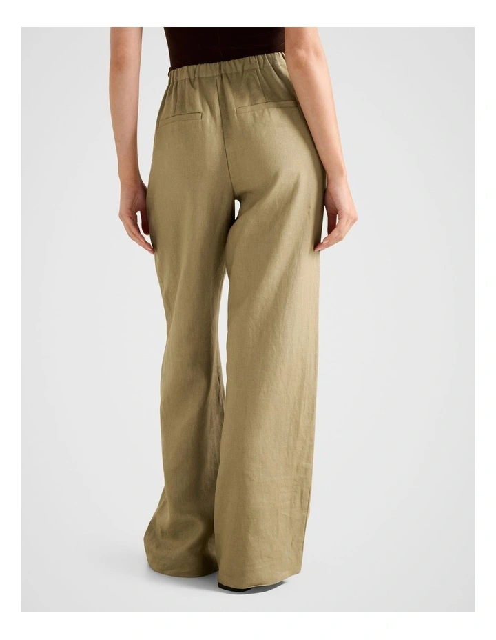 Tia Linen Wide Leg Pants in Green image 2