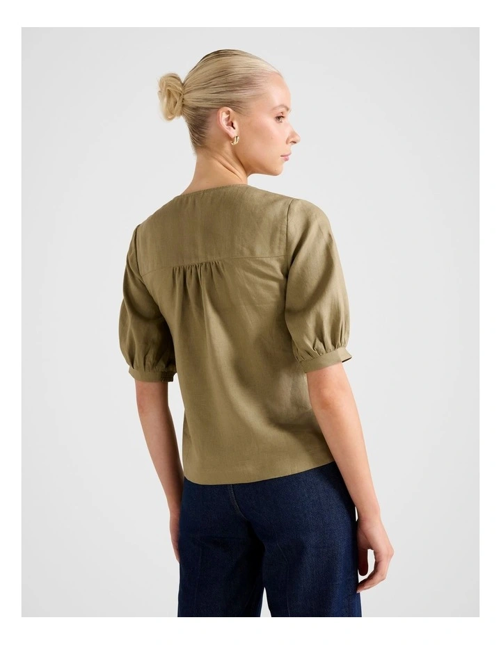 Riley Button Front Top in Green image 2