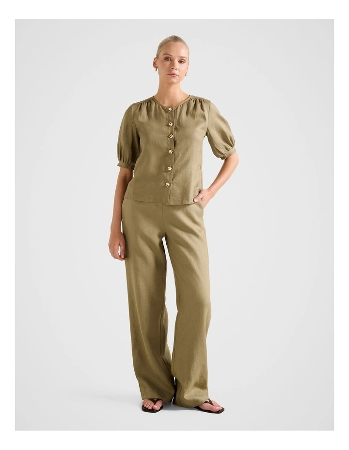 Riley Button Front Top in Green image 5