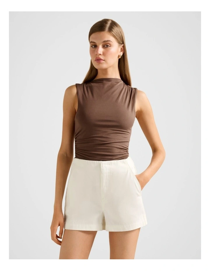 Camila Gathered Detail Tank Top in Brown image 1
