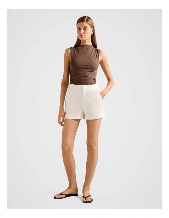 Camila Gathered Detail Tank Top in Brown image 5