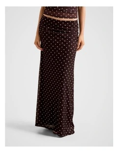 Mimi Flute Maxi Skirt in Brown
