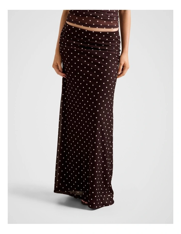 Mimi Flute Maxi Skirt in Brown image 1