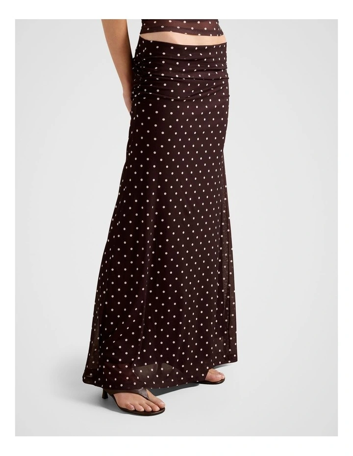 Mimi Flute Maxi Skirt in Brown image 3