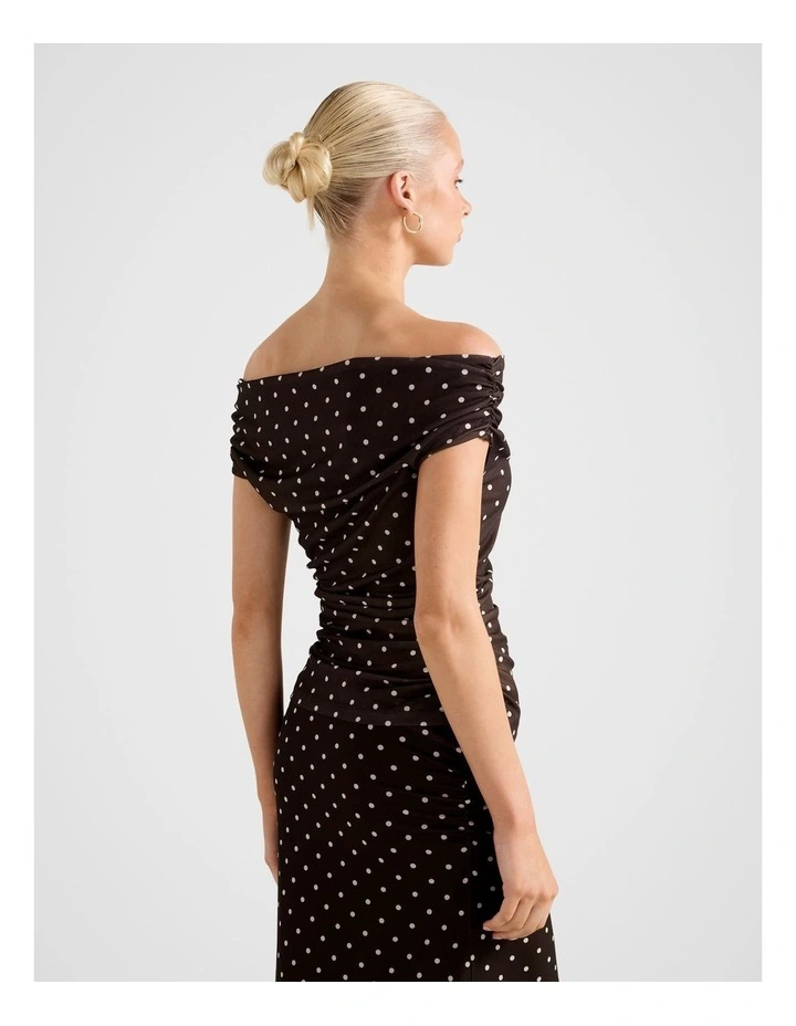 Mimi Off Shoulder Mesh Top in Chocolate image 2