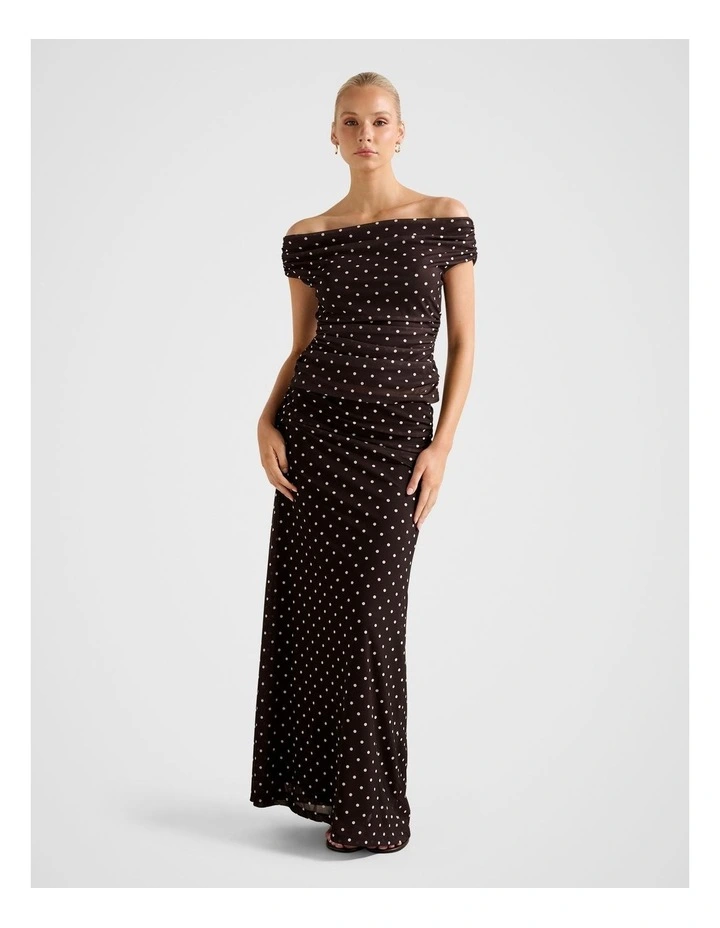 Mimi Off Shoulder Mesh Top in Chocolate image 5