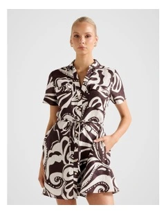 Grace Linen Shirt Mini Dress in Multi