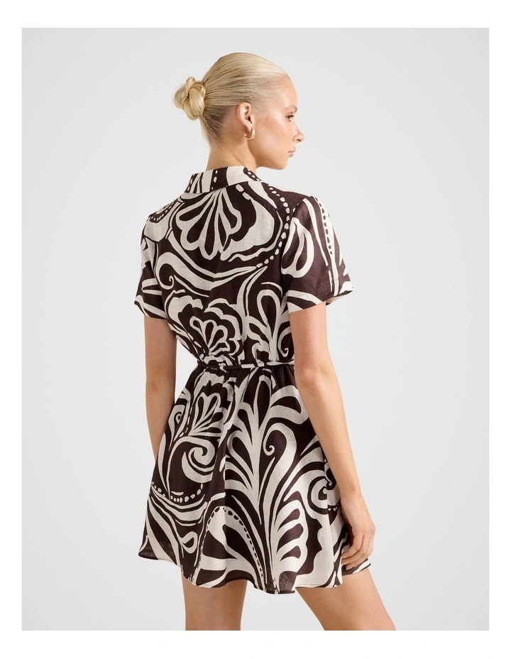 Grace Linen Shirt Mini Dress in Multi image 2