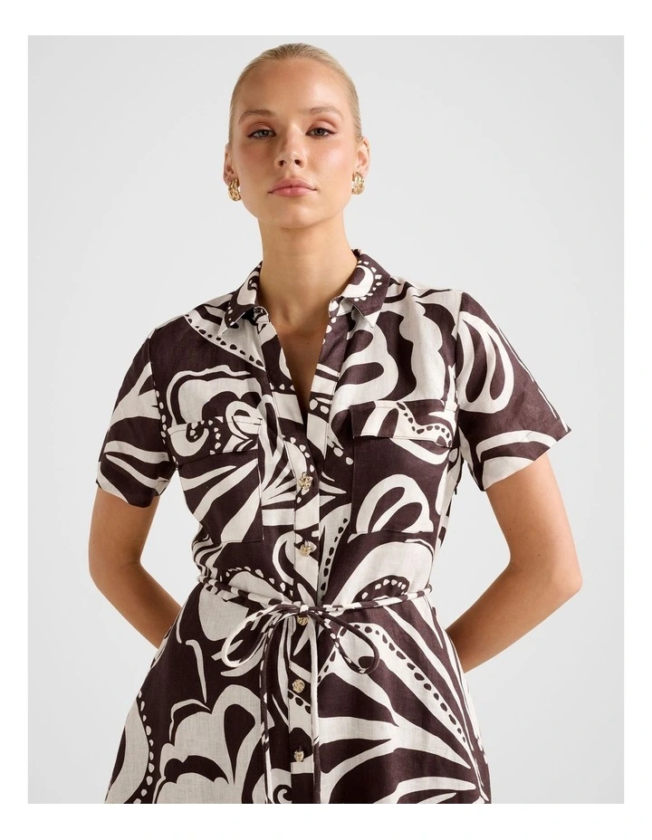 Grace Linen Shirt Mini Dress in Multi image 4