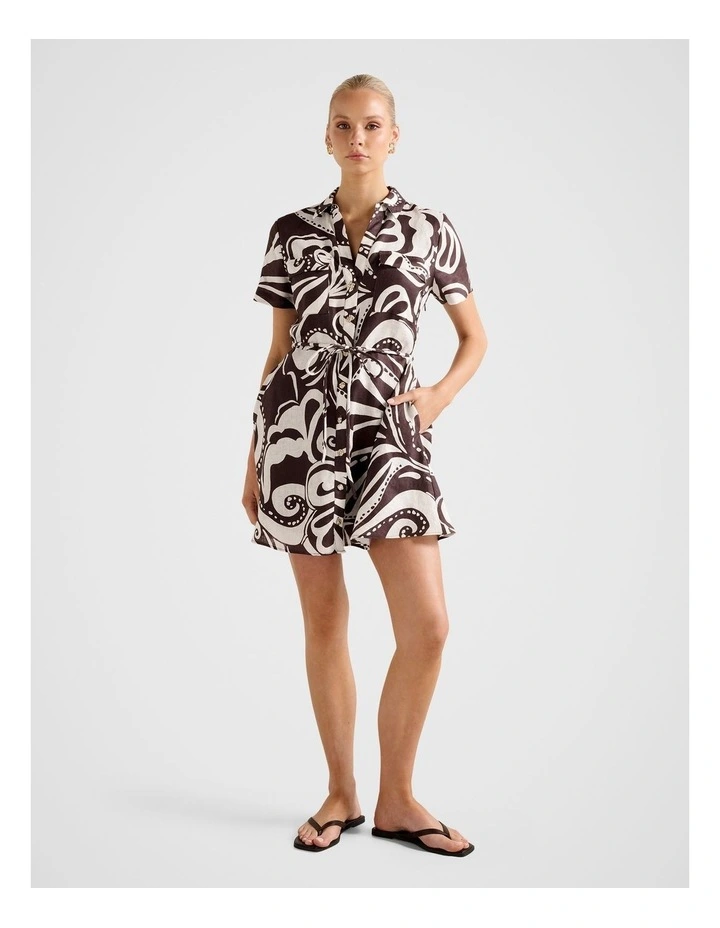 Grace Linen Shirt Mini Dress in Multi image 5
