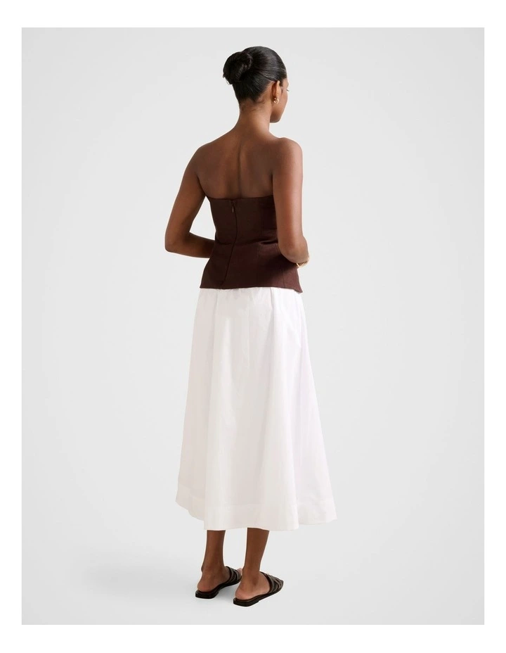 Helena Strapless Midi Dress in White image 2