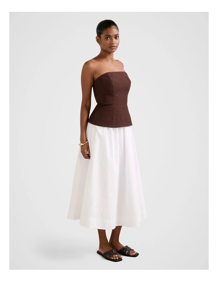 Helena Strapless Midi Dress in White image 3