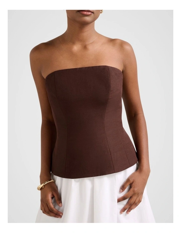 Helena Strapless Midi Dress in White image 4