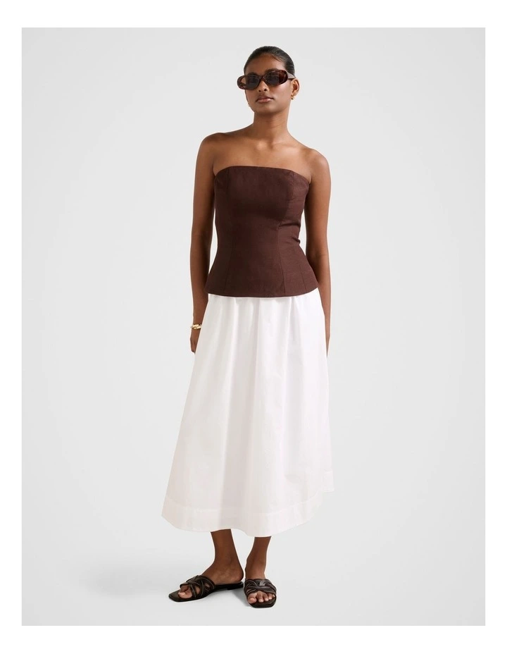 Helena Strapless Midi Dress in White image 5