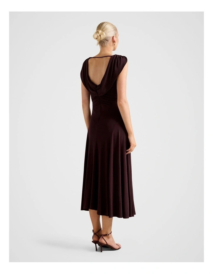 Oceana Cowl Neck Jersey Dress in Chocolate image 2