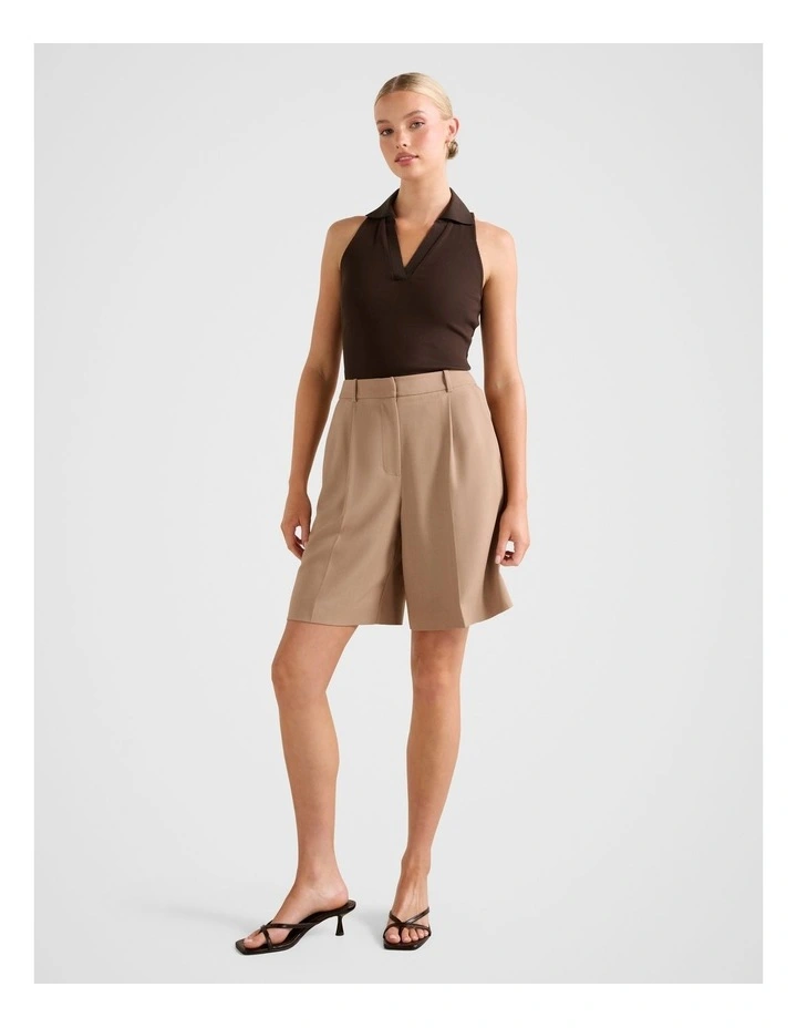 Clover Collared Halter Neck Top in Brown image 5