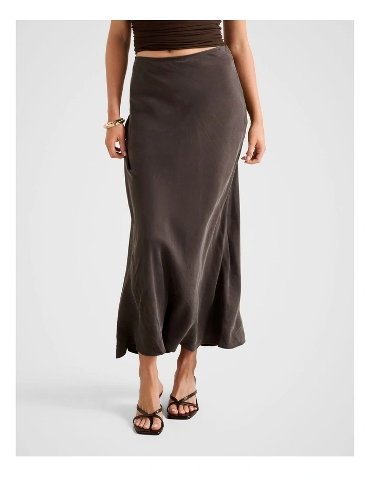 Nesta Cupro Maxi Skirt in Brown image 1