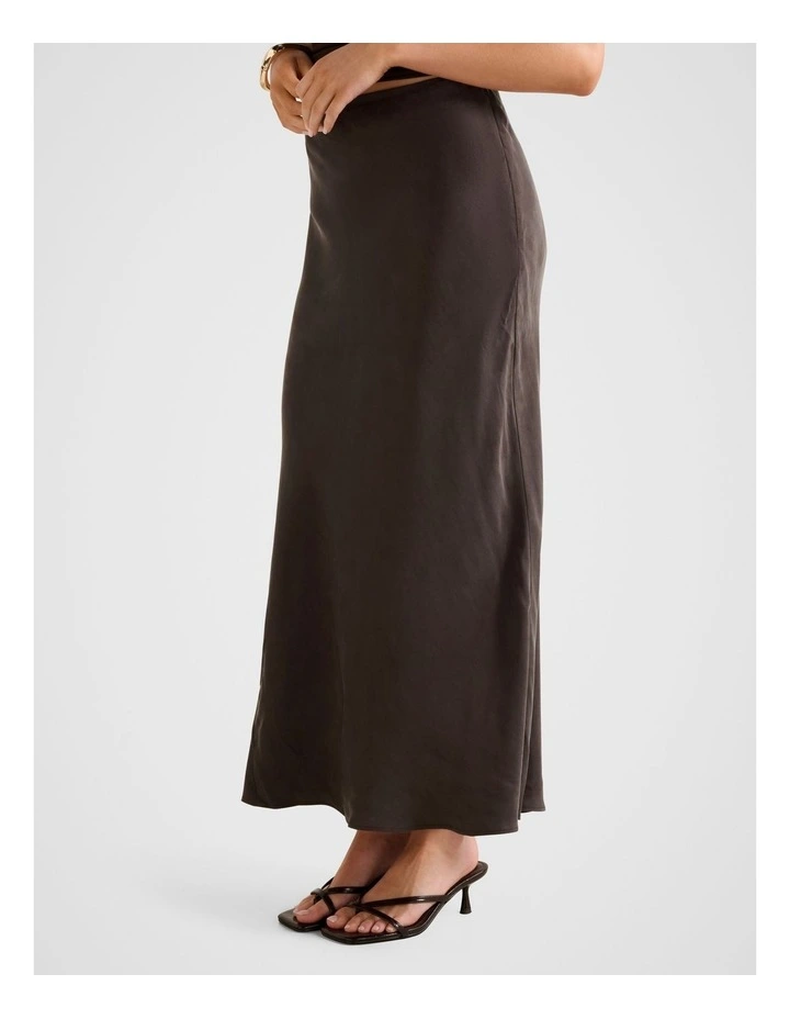 Nesta Cupro Maxi Skirt in Brown image 3
