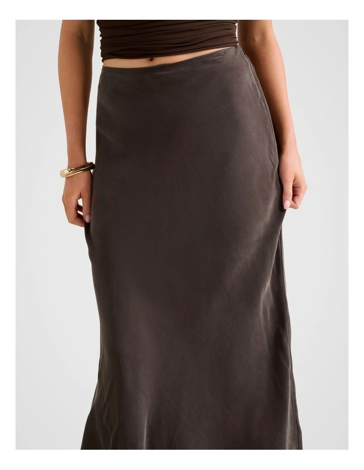 Nesta Cupro Maxi Skirt in Brown image 4