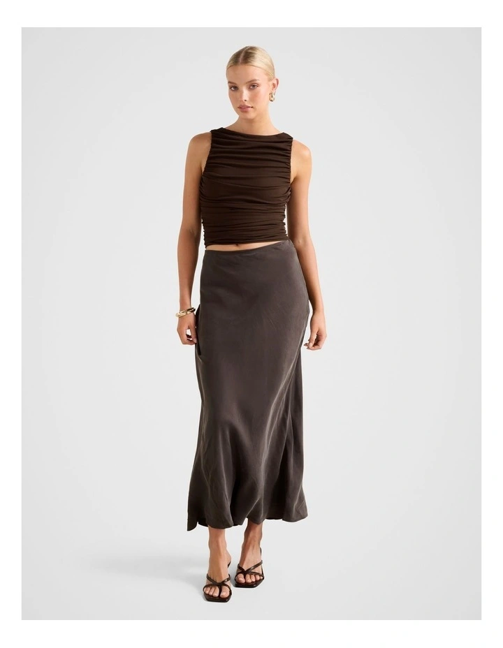 Nesta Cupro Maxi Skirt in Brown image 5