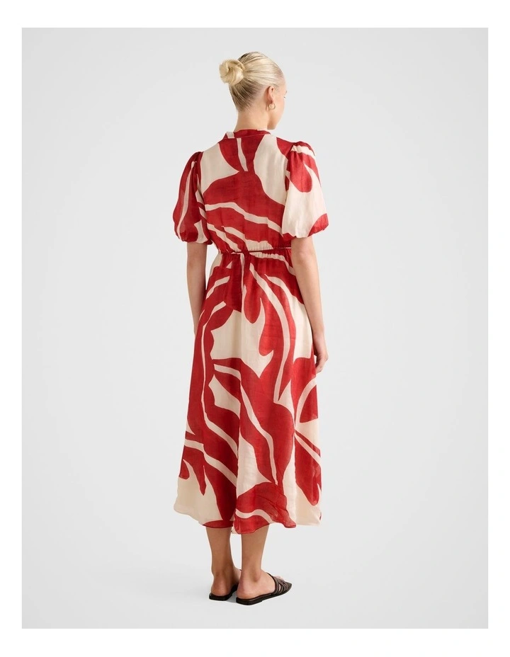 Sophie Puff Sleeves Midi Dress in Multi image 2