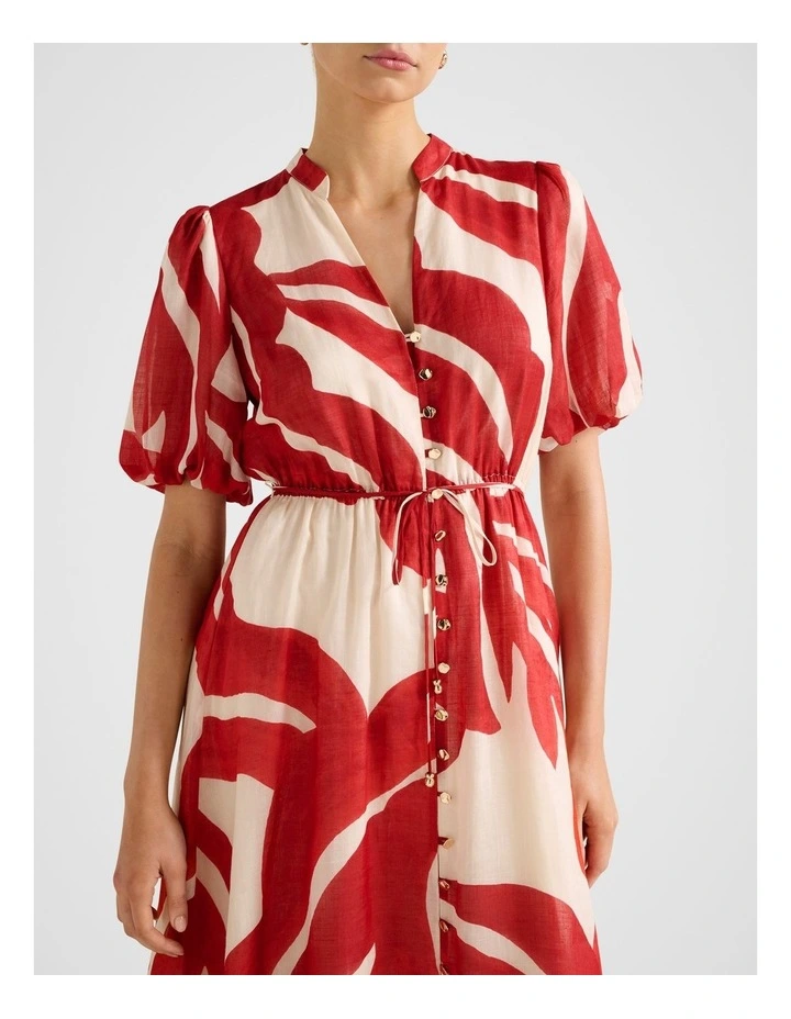 Sophie Puff Sleeves Midi Dress in Multi image 4