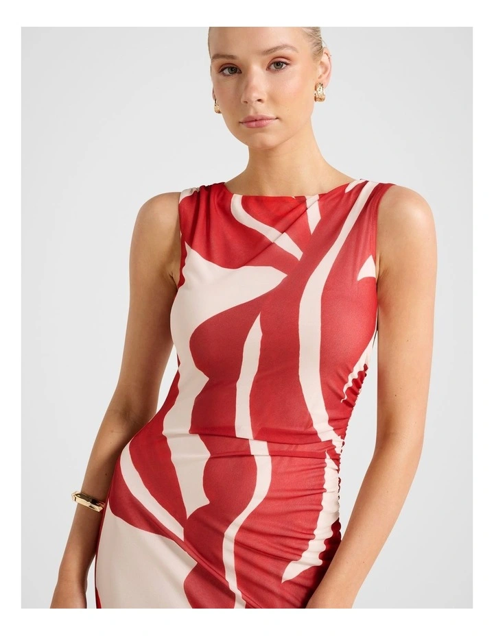 Ally Sleeveless Mesh Midi Dress in Multi image 4