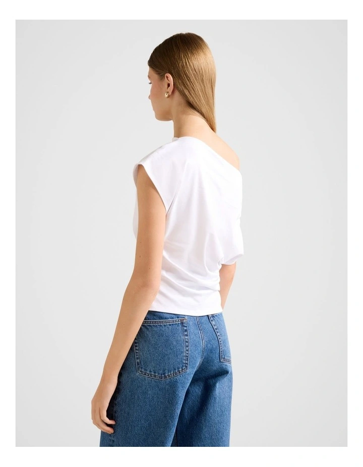 Lachsley Tipped Shoulder T-Shirt in White image 2