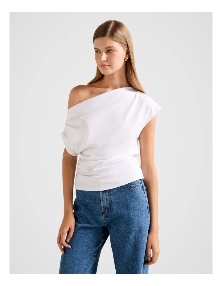 Lachsley Tipped Shoulder T-Shirt in White image 3