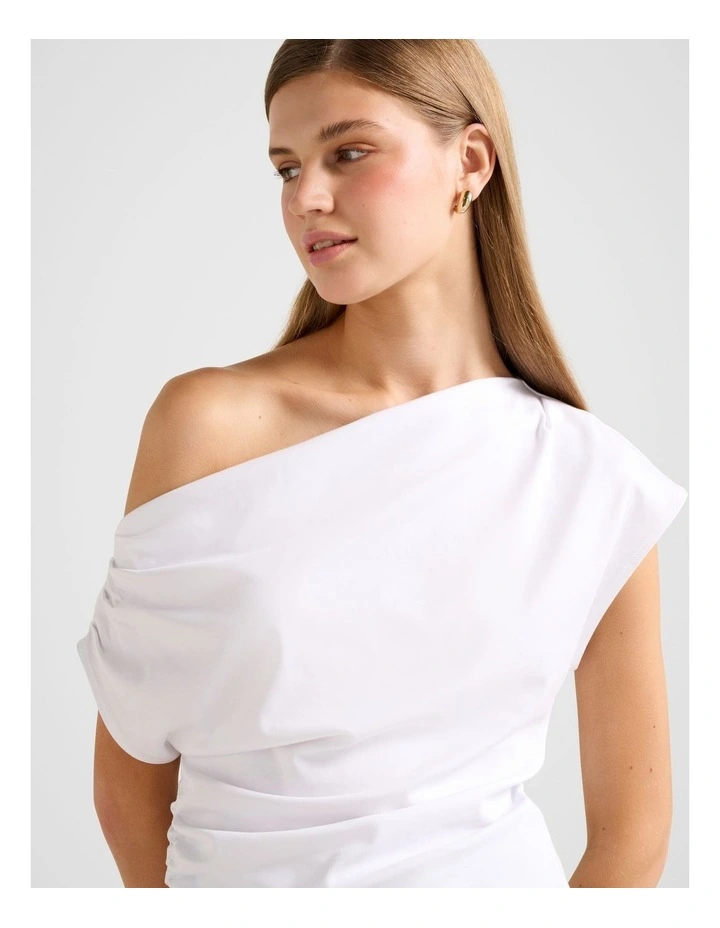 Lachsley Tipped Shoulder T-Shirt in White image 4