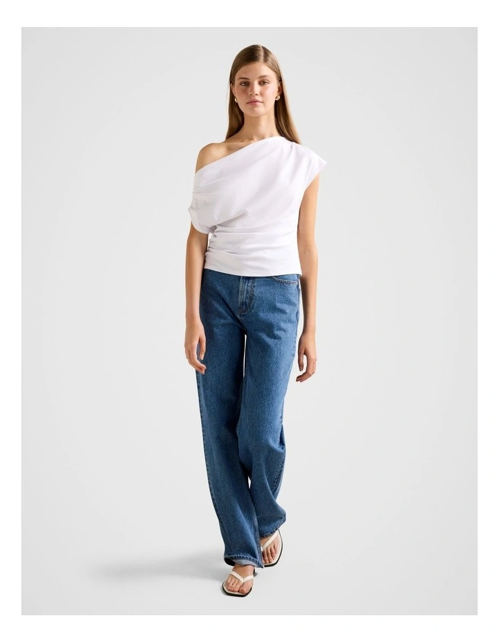 Lachsley Tipped Shoulder T-Shirt in White image 5