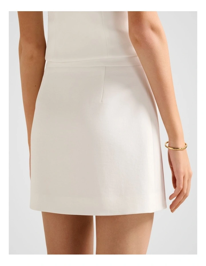 Kat A-Line Mini Skirt in White image 2
