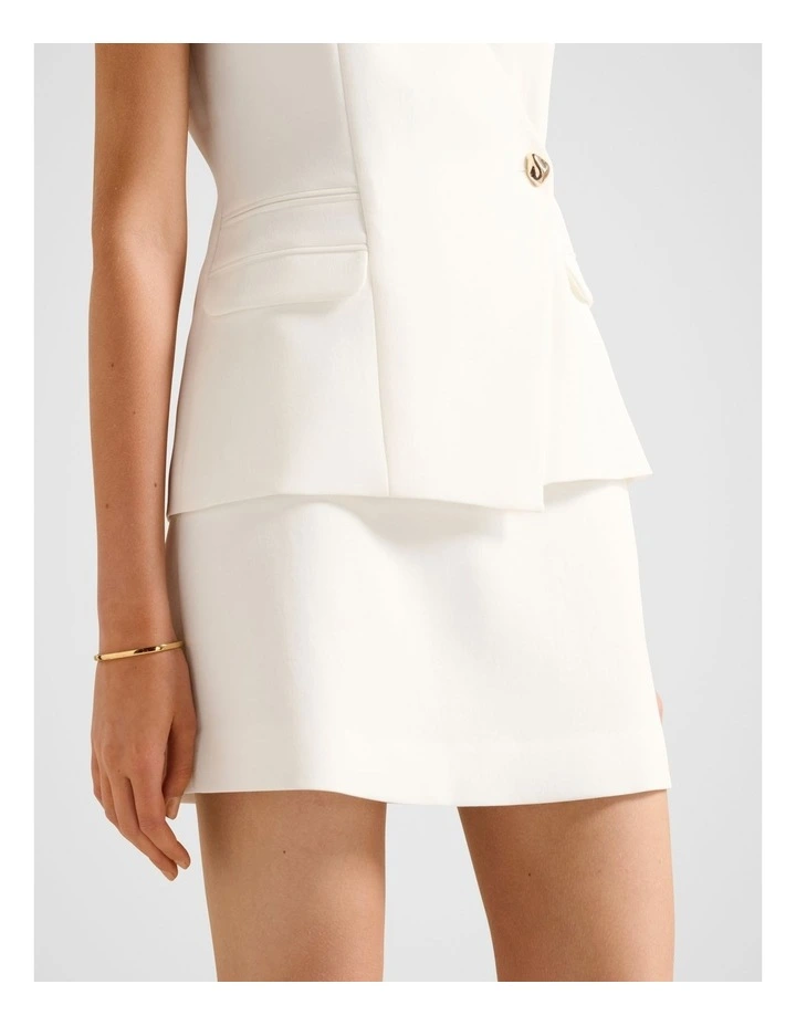 Kat A-Line Mini Skirt in White image 3