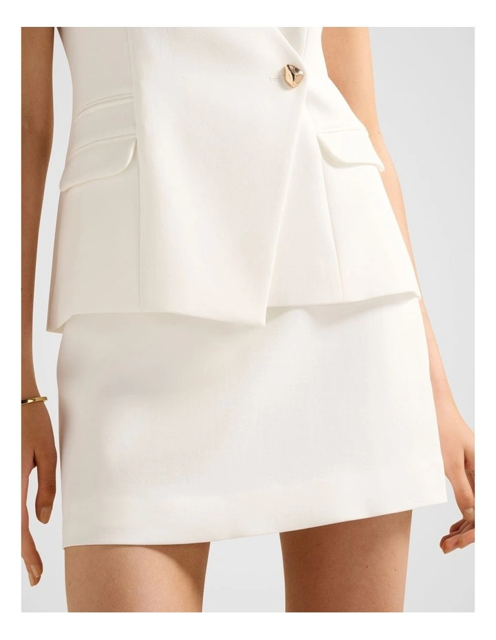 Kat A-Line Mini Skirt in White image 4