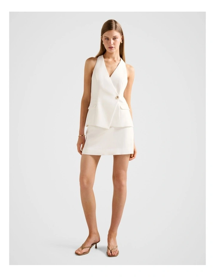 Kat A-Line Mini Skirt in White image 5