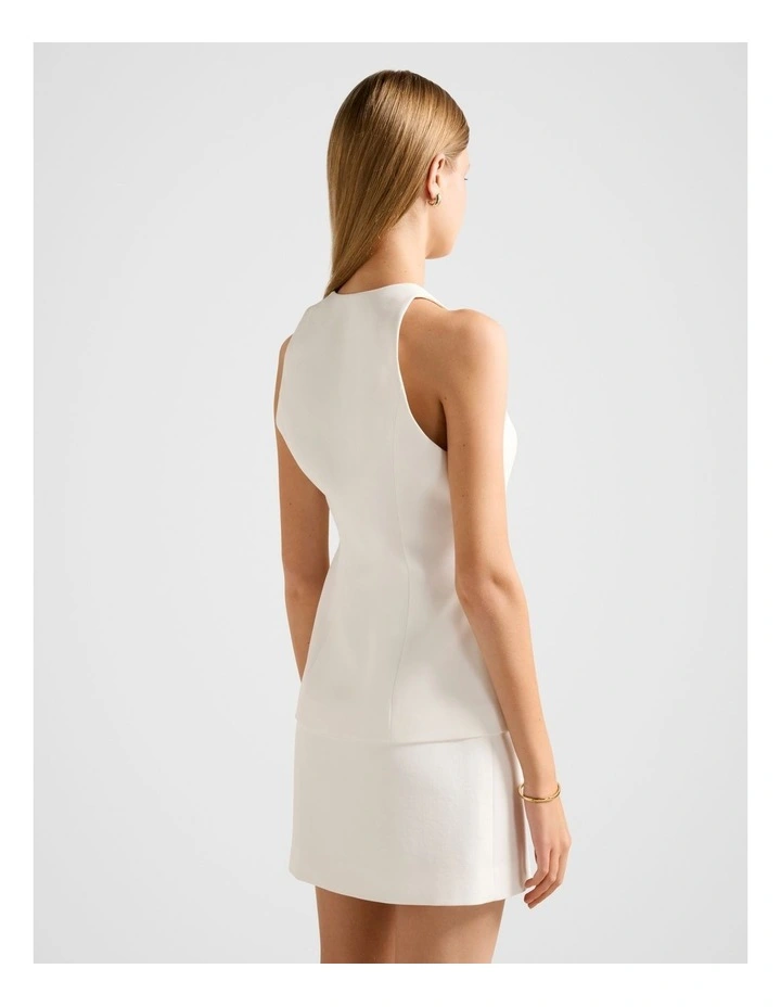 Carly Button Waistcoat in White image 2