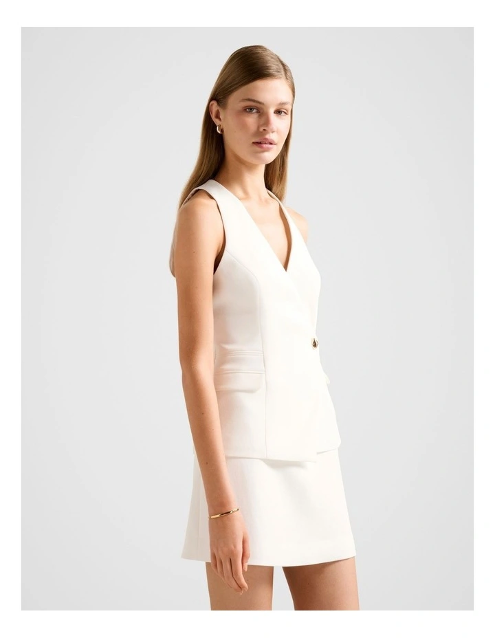 Carly Button Waistcoat in White image 3