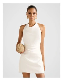 Tina Halter Neck Mini Dress in White