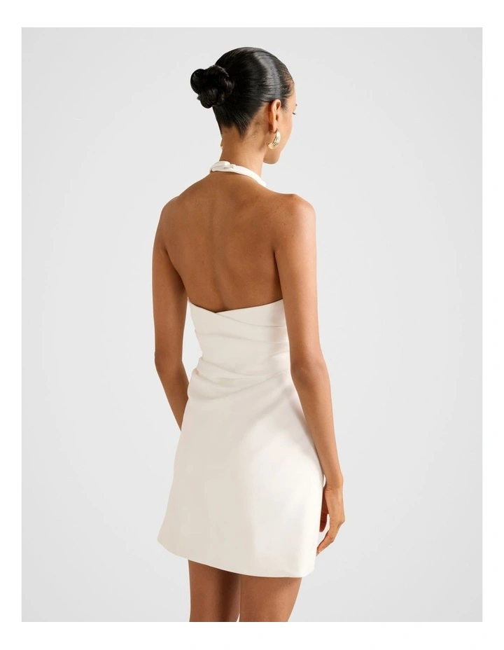 Tina Halter Neck Mini Dress in White image 2