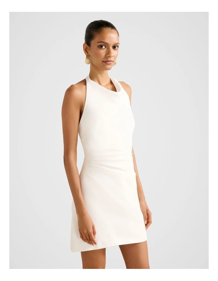 Tina Halter Neck Mini Dress in White image 3
