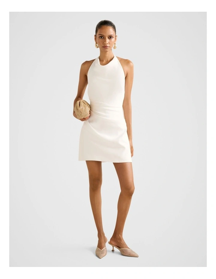 Tina Halter Neck Mini Dress in White image 5
