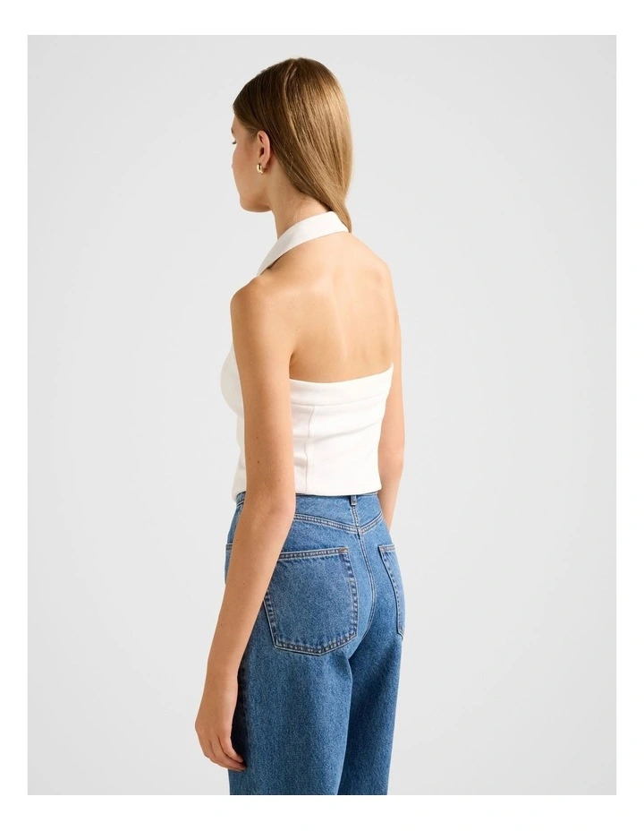 Aurora Seam Detail Halter Neck Top in White image 2