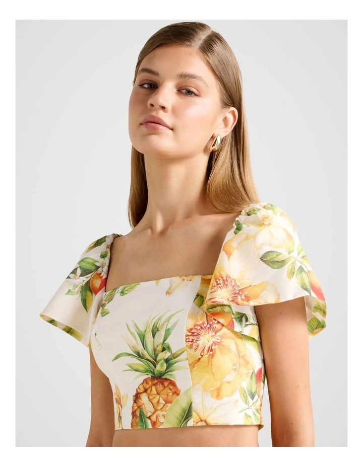 Jane Printed Cropped Top in Multi image 4