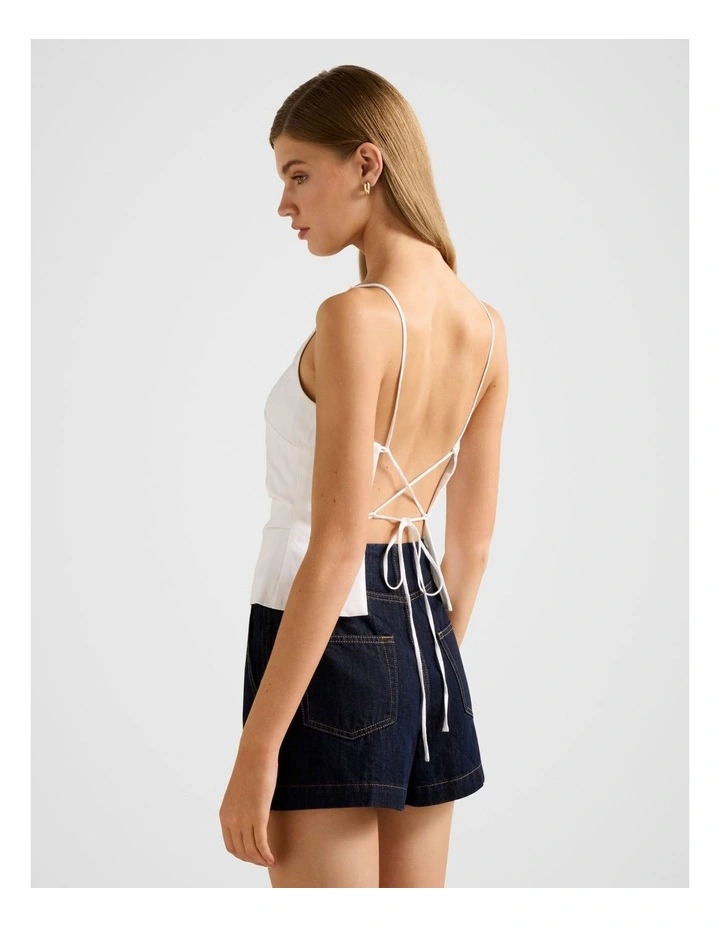 Nellie Open Back Top in White image 2
