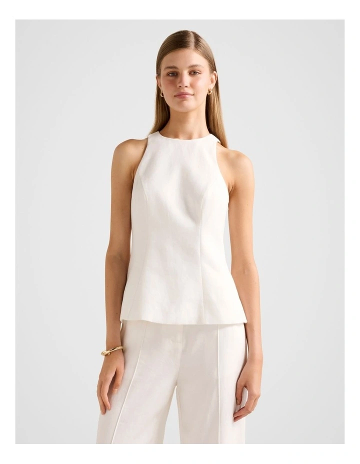Liliana Linen Top in White image 1